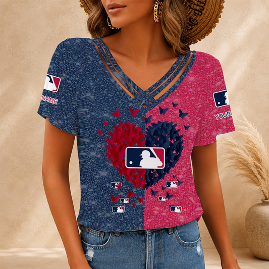 [FLASH SALE] NEW CUSTOMIZED MLB31 MAJOR LEAGUE BASEBALL V-NECK SHIRT