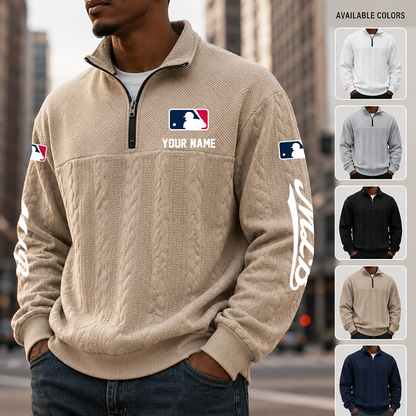 [FLASH SALE] NEW CUSTOMIZED MLB31 MAJOR LEAGUE BASEBALL MULTICOLOR QUARTER-ZIP SWEATSHIRT
