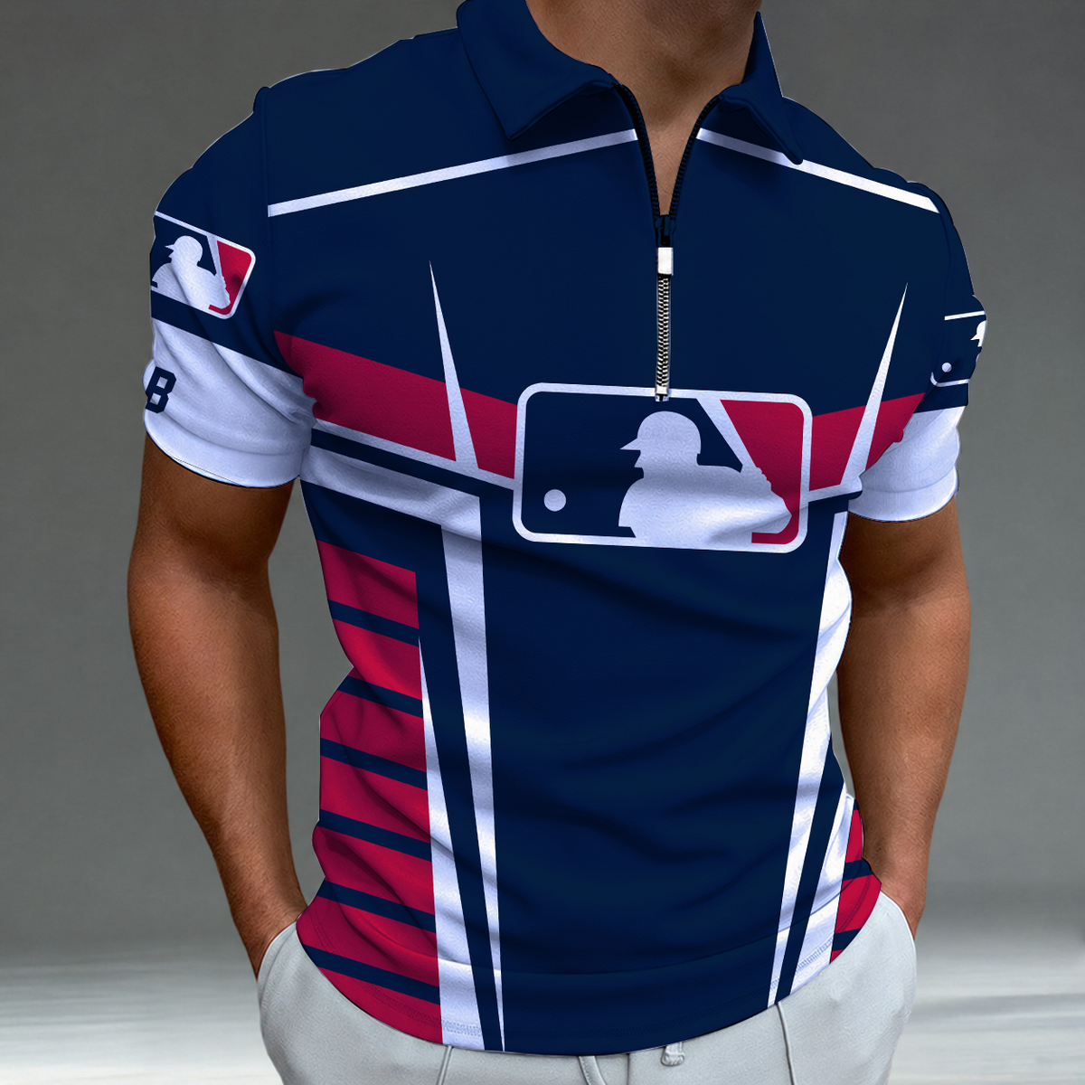 [FLASH SALE] NEW CUSTOMIZED MLB31 MAJOR LEAGUE BASEBALL ZIP POLO SHIRT