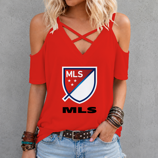 [FAN EXCLUSIVE] NEW CUSTOMIZED MLS31 MLS MAJOR LEAGUE SOCCER CRISS CROSS V-NECK TOP