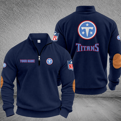 [SPECIAL OFFER] NEW CUSTOMIZED NFL31 TST TENNESSEE TITANS MULTICOLOR STRIPED QUATER ZIP SWEATSHIRT