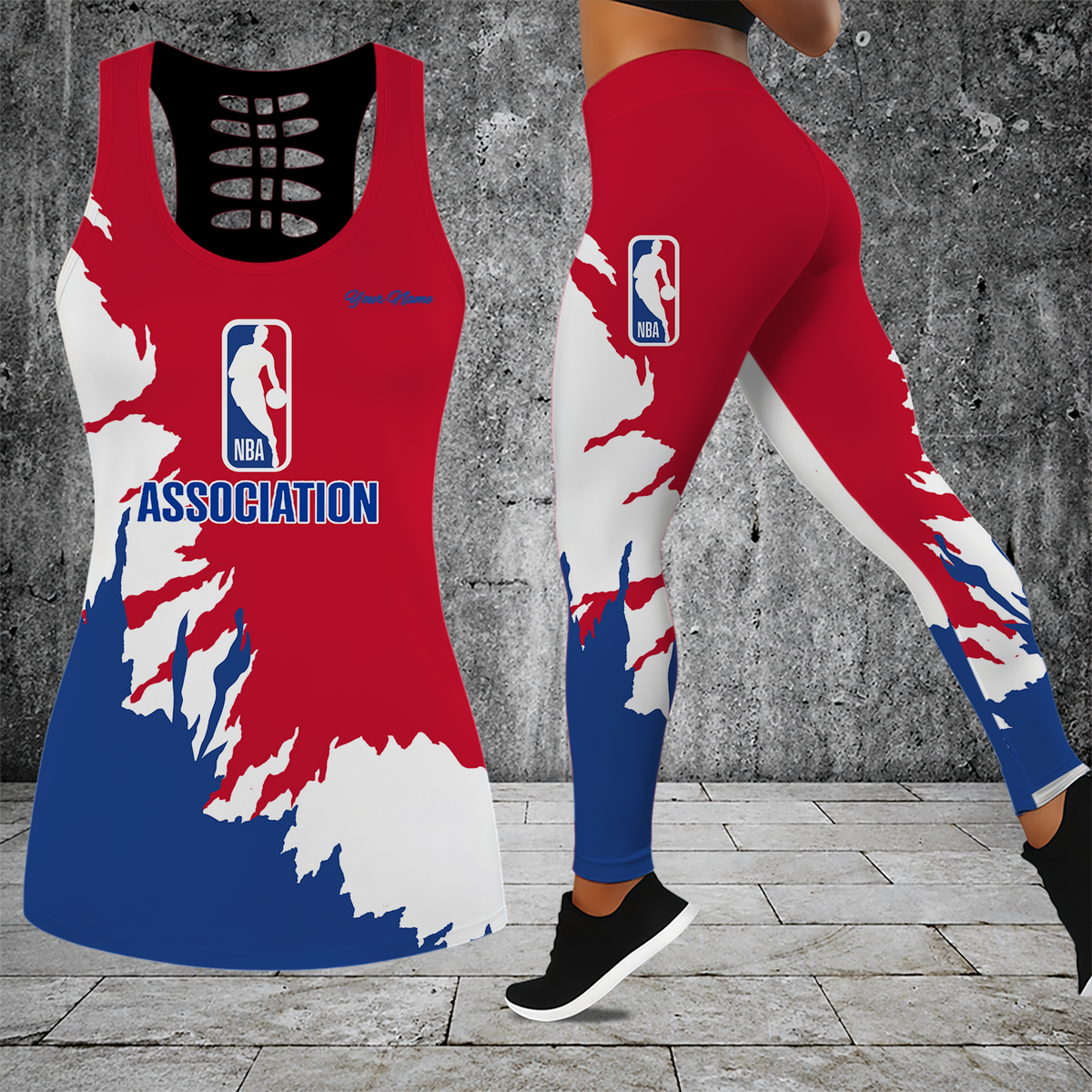 [HOT DEAL] NEW CUSTOMIZED NBA31 NATIONAL BASKETBALL ASSOCIATION HOLLOW TANK TOP & LEGGINGS SET