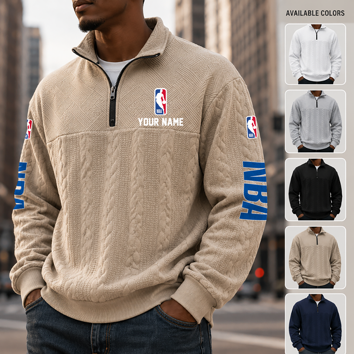 [HOT DEAL] NEW CUSTOMIZED NBA31 NATIONAL BASKETBALL ASSOCIATION MULTICOLOR QUARTER-ZIP SWEATSHIRT