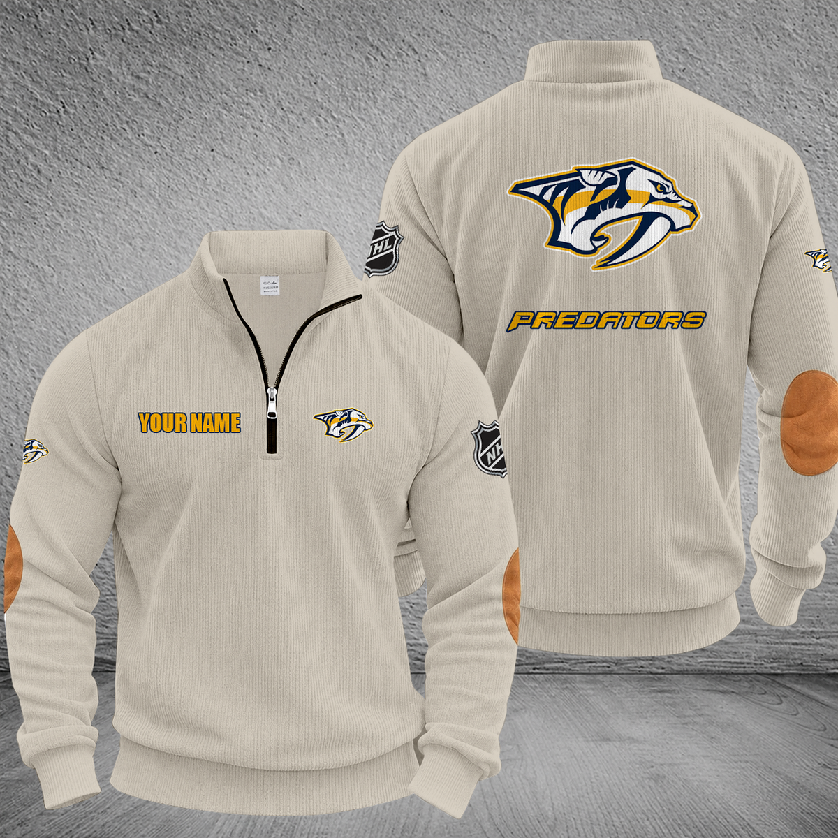 [SUPER SALE] NEW CUSTOMIZED NHL31 NVP NASHVILLE PREDATORS MULTICOLOR STRIPED QUATER ZIP SWEATSHIRT