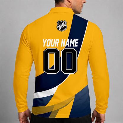 [SUPER SALE] NEW CUSTOMIZED NHL31 NVP NASHVILLE PREDATORS MEN LONG SLEEVE POLO