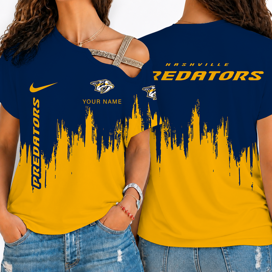 [SUPER SALE] NEW CUSTOMIZED NHL31 NVP NASHVILLE PKHAKIATORS SHOULDER SHIRT