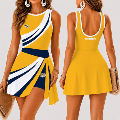 [SUPER SALE] NEW CUSTOMIZED NHL31 NVP NASHVILLE PREDATORS WOMEN'S SUMMER SKORT DRESS