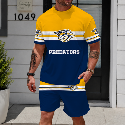 [SUPER SALE] NEW CUSTOMIZED NHL31 NVP NASHVILLE PREDATORS UNISEX T-SHIRT & SHORTS SET