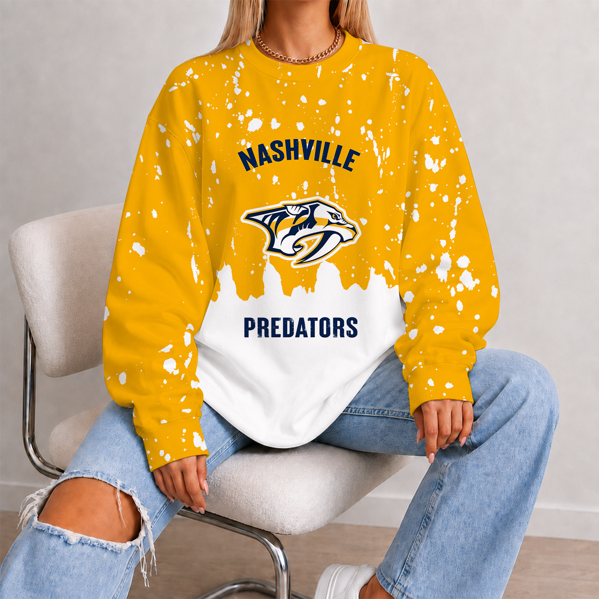 [SUPER SALE] NEW CUSTOMIZED NHL31 NVP NASHVILLE PREDATORS UNISEX SWEATSHIRT