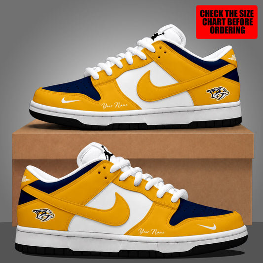 [SUPER SALE] NEW CUSTOMIZED NHL31 NVP NASHVILLE PREDATORS DUNK LOW SHOES