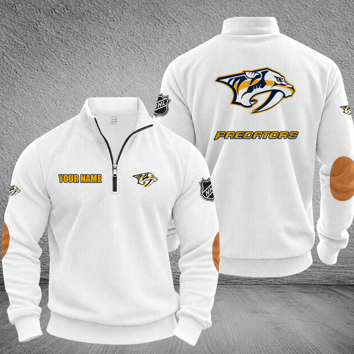 [SUPER SALE] NEW CUSTOMIZED NHL31 NVP NASHVILLE PREDATORS MULTICOLOR STRIPED QUATER ZIP SWEATSHIRT