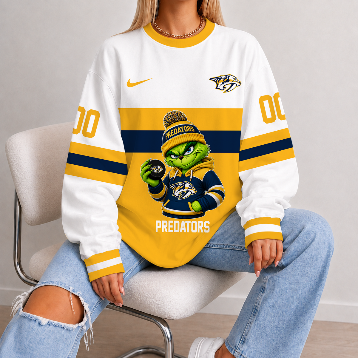 [SUPER SALE] NEW CUSTOMIZED NHL31 NVP NASHVILLE PREDATORS UNISEX SWEATSHIRT