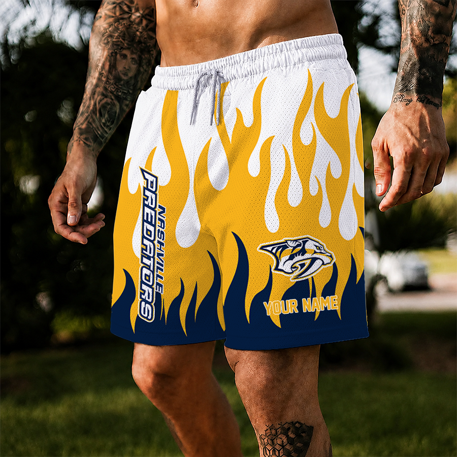 [SUPER SALE] NEW CUSTOMIZED NHL31 NVP NASHVILLE PREDATORS SHORT PANTS