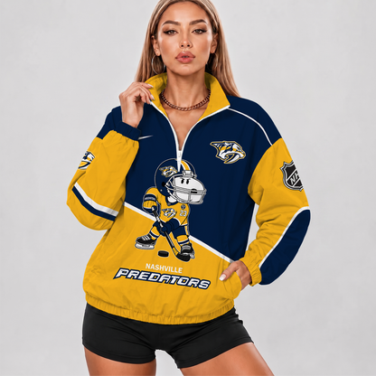 [SUPER SALE] NEW CUSTOMIZED NHL31 NVP NASHVILLE PREDATORS V-NECK ZIPPER SWEATSHIRT JACKET