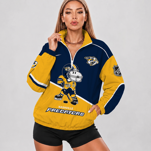 [SUPER SALE] NEW CUSTOMIZED NHL31 NVP NASHVILLE PREDATORS V-NECK ZIPPER SWEATSHIRT JACKET