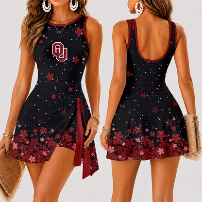 [FAN FAVORITE] NEW CUSTOMIZED NCAA FBS31 OUS OKLAHOMA SOONERS WOMEN'S SUMMER SKORT DRESS