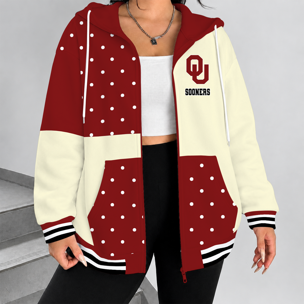 [FAN FAVORITE] NEW CUSTOMIZED NCAA FBS31 OUS OKLAHOMA SOONERS ZIP HOODIE