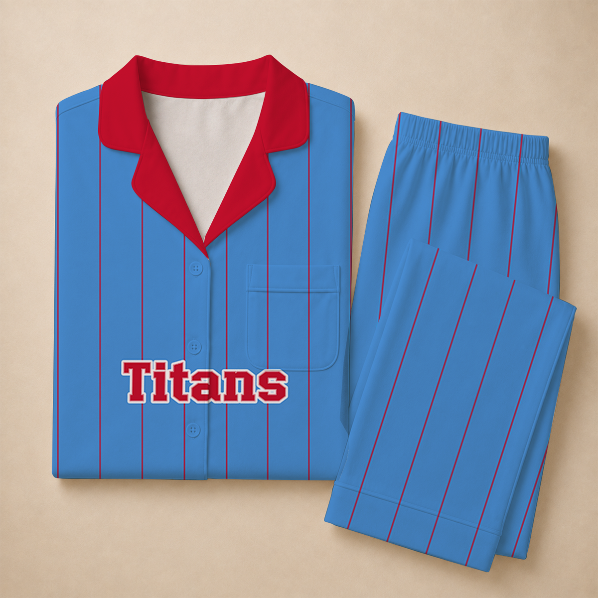 [SPECIAL OFFER] NEW CUSTOMIZED NFL31 TST TENNESSEE TITANS SHORT SLEEVE & LONG PANTS PAJAMAS SET