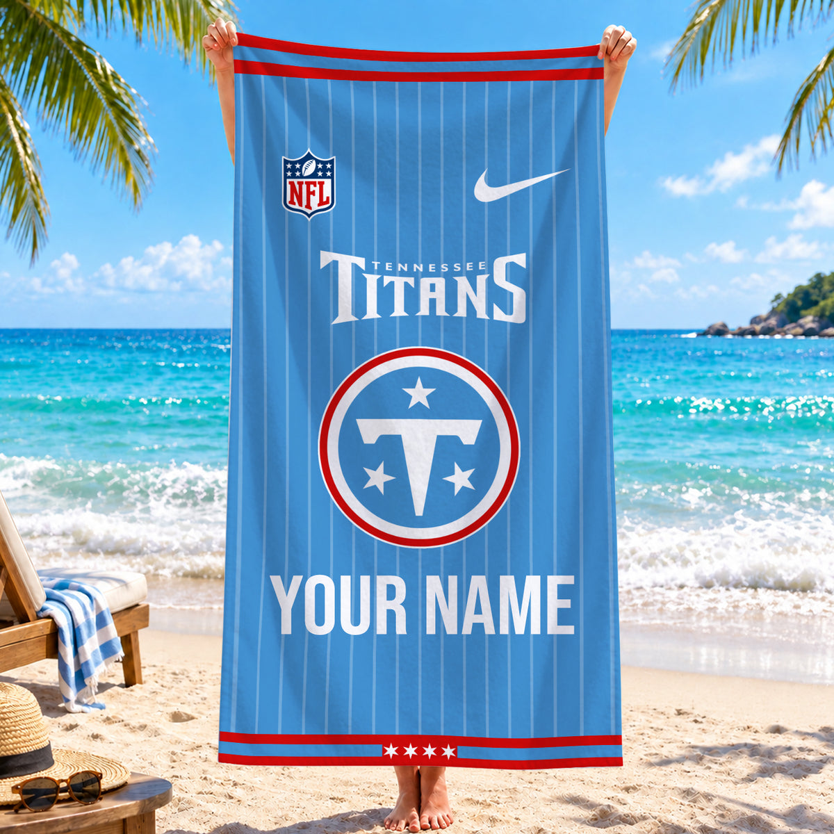[SPECIAL OFFER] NEW CUSTOMIZED NFL31 TST TENNESSEE TITANS BEACH TOWEL