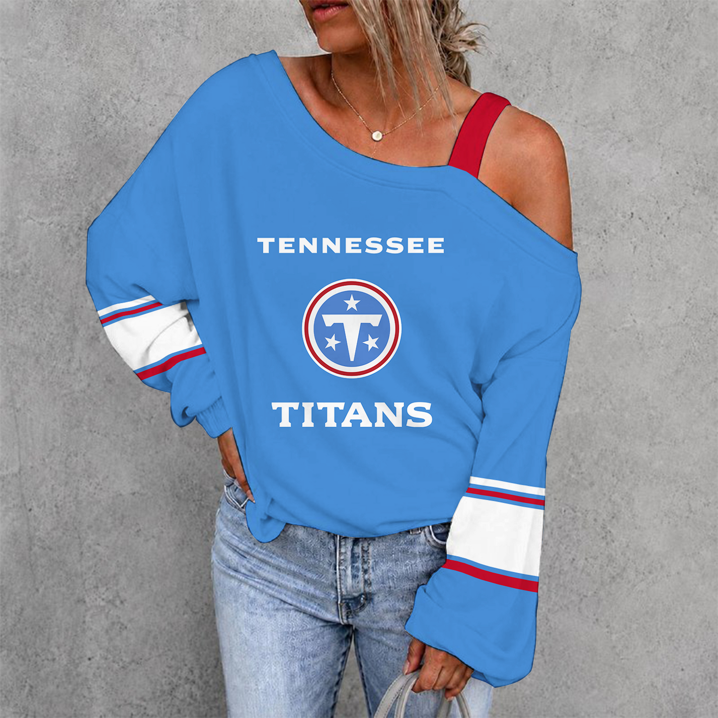 [SPECIAL OFFER] NEW CUSTOMIZED NFL31 TST TENNESSEE TITANS DROP SHOULDER SWEATSHIRT