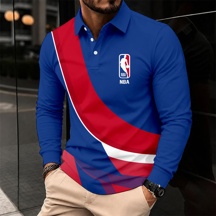 [HOT DEAL] NEW CUSTOMIZED NBA31 NATIONAL BASKETBALL ASSOCIATION MEN LONG SLEEVE POLO