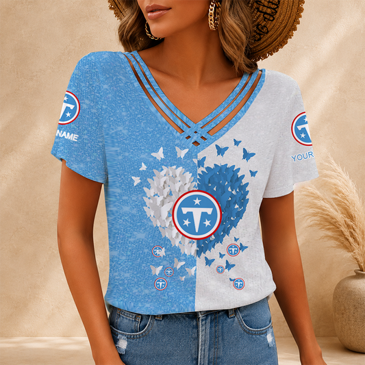 [SPECIAL OFFER] NEW CUSTOMIZED NFL31 TST TENNESSEE TITANS V-NECK SHIRT