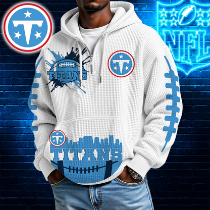 [SPECIAL OFFER] NEW CUSTOMIZED NFL31 TST TENNESSEE TITANS WAFFLE FULL ZIP HOODIE