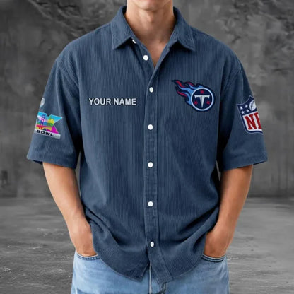 [HOT DEAL] NEW CUSTOMIZED NFL31 TST TENNESSEE TITANS SEERSUCKER BUTTON SHIRT