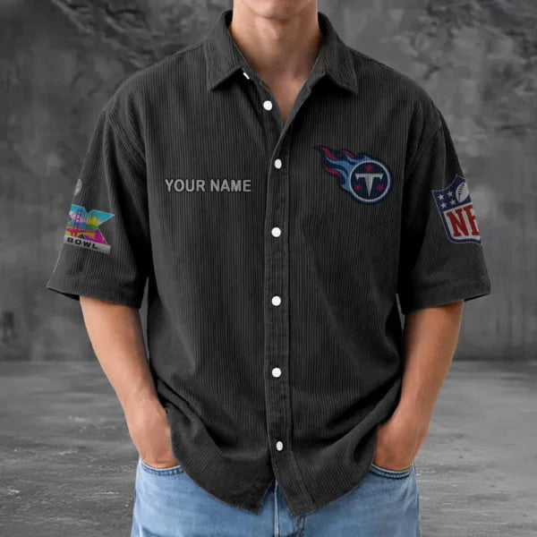 [HOT DEAL] NEW CUSTOMIZED NFL31 TST TENNESSEE TITANS SEERSUCKER BUTTON SHIRT