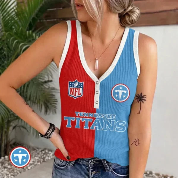 [SPECIAL OFFER] NEW CUSTOMIZED NFL31 TST TENNESSEE TITANS WOMEN'S V-NECK TANK TOP