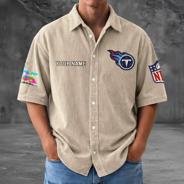 [HOT DEAL] NEW CUSTOMIZED NFL31 TST TENNESSEE TITANS SEERSUCKER BUTTON SHIRT