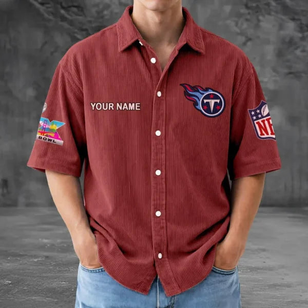[HOT DEAL] NEW CUSTOMIZED NFL31 TST TENNESSEE TITANS SEERSUCKER BUTTON SHIRT