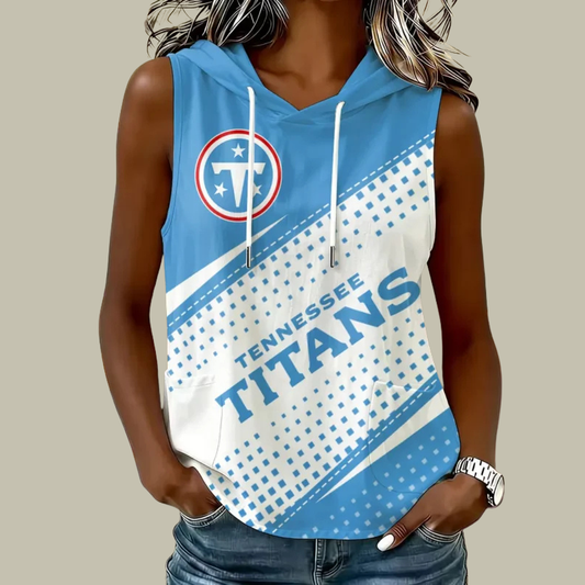 [SPECIAL OFFER] NEW CUSTOMIZED NFL31 TST TENNESSEE TITANS WOMEN'S SLEEVELESS HOODED POCKET TANK TOP