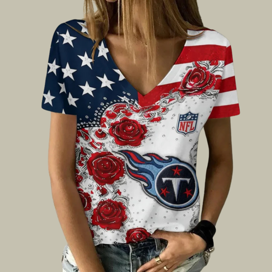[SPECIAL OFFER] NEW CUSTOMIZED NFL31 TST TENNESSEE TITANS V-NECK FEMALE SHIRT