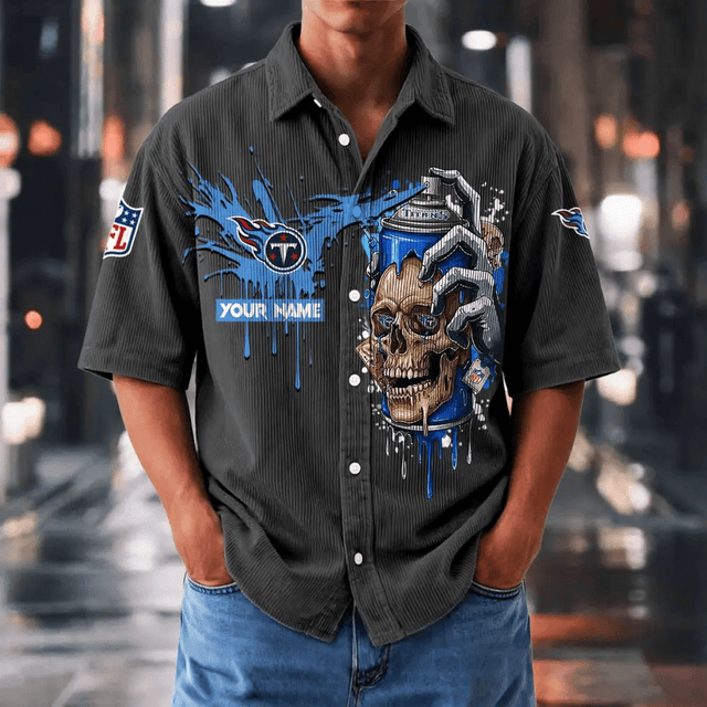 [SPECIAL OFFER] NEW CUSTOMIZED NFL31 TST TENNESSEE TITANS SEERSUCKER BUTTON SHIRT