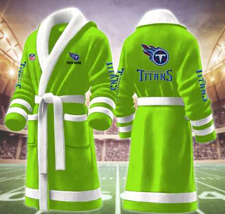[SPECIAL OFFER] NEW CUSTOMIZED NFL31 TST TENNESSEE TITANS MULTICOLOR FLEECE BATHROBE