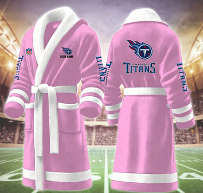 [SPECIAL OFFER] NEW CUSTOMIZED NFL31 TST TENNESSEE TITANS MULTICOLOR FLEECE BATHROBE