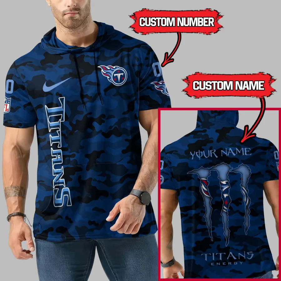 [HOT DEAL] NEW CUSTOMIZED NFL31 TST TENNESSEE TITANS SHORT SLEEVE HOODIE