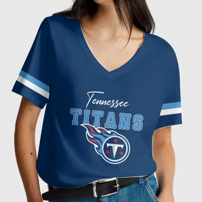 [SPECIAL OFFER] NEW CUSTOMIZED NFL31 TST TENNESSEE TITANS V-NECK FEMALE SHIRT