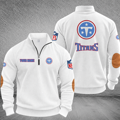 [SPECIAL OFFER] NEW CUSTOMIZED NFL31 TST TENNESSEE TITANS MULTICOLOR STRIPED QUATER ZIP SWEATSHIRT