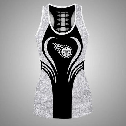 [SPECIAL OFFER] NEW CUSTOMIZED NFL31 TST TENNESSEE TITANS HOLLOW TANK TOP & LEGGINGS SET