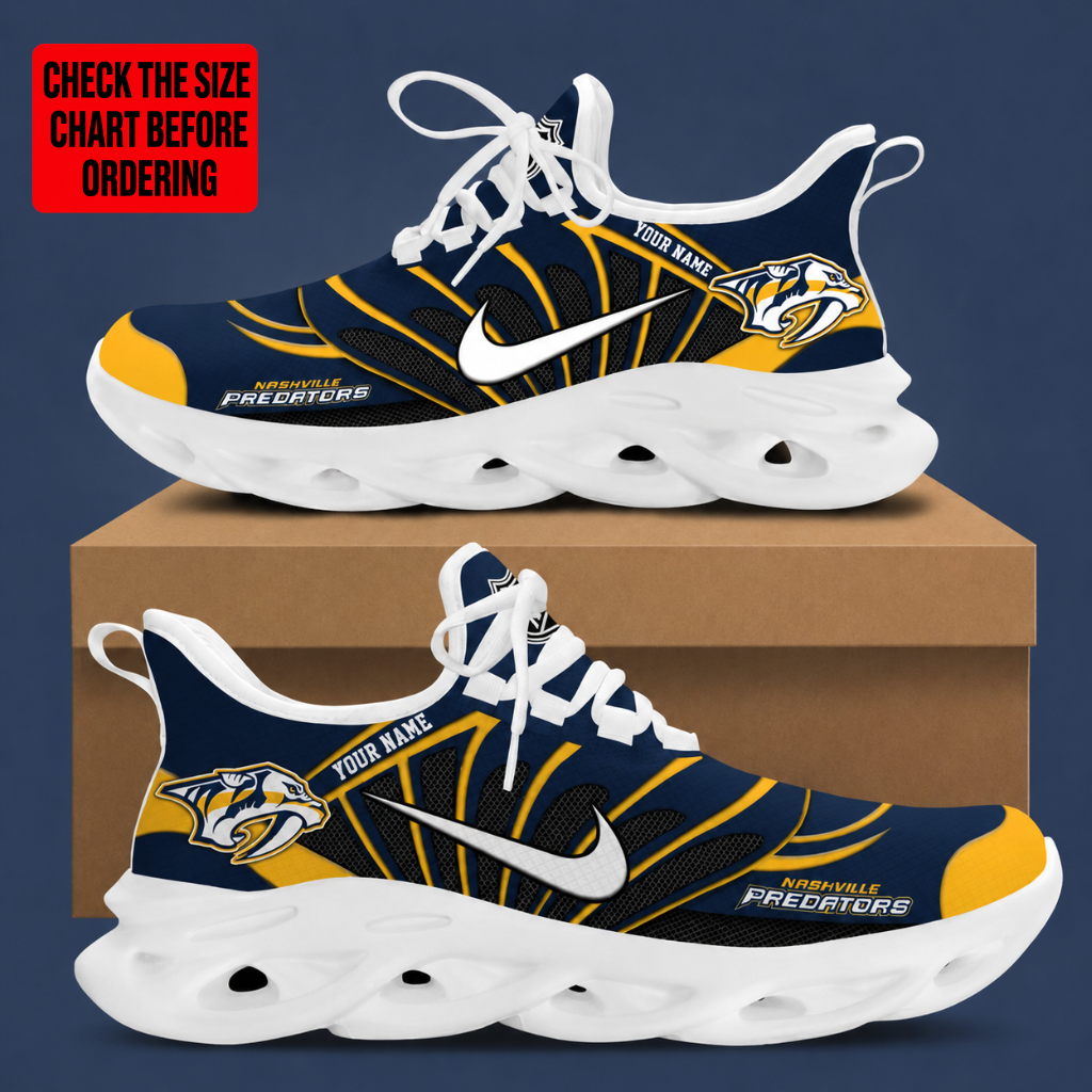 [SUPER SALE] NEW CUSTOMIZED NHL31 NVP NASHVILLE PREDATORS CLUNKY SNEAKERS