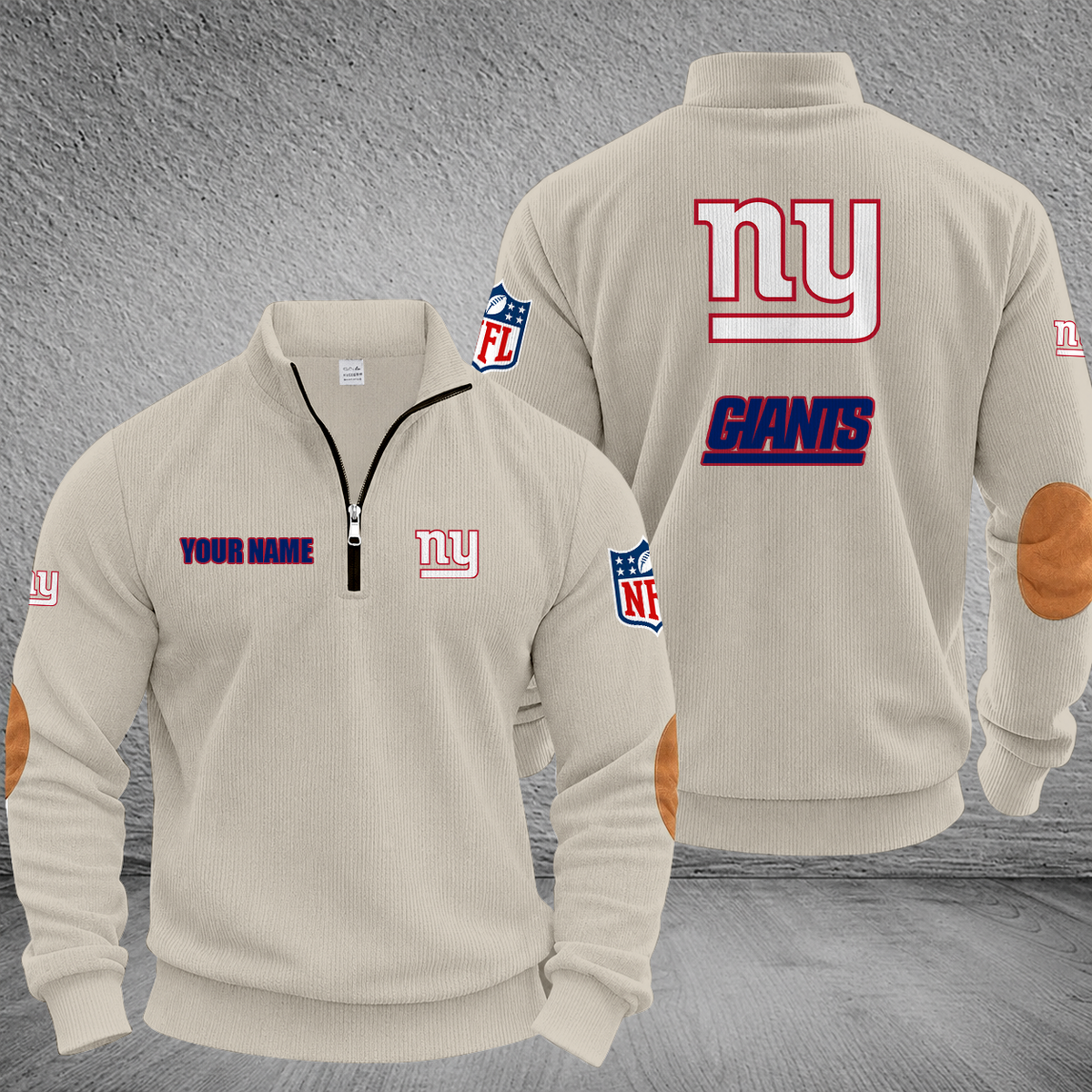 [SPECIAL OFFER] NEW CUSTOMIZED NFL32 NYG NEW YORK GIANTS MULTICOLOR STRIPED QUATER ZIP SWEATSHIRT