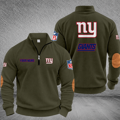 [SPECIAL OFFER] NEW CUSTOMIZED NFL32 NYG NEW YORK GIANTS MULTICOLOR STRIPED QUATER ZIP SWEATSHIRT