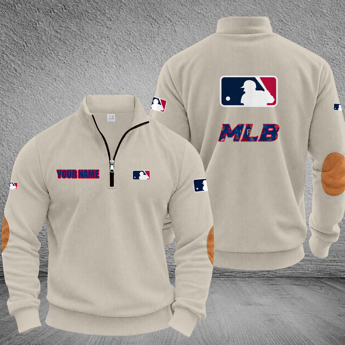 [FLASH SALE] NEW CUSTOMIZED MLB32 ALL TEAMS MULTICOLOR STRIPED QUATER ZIP SWEATSHIRT