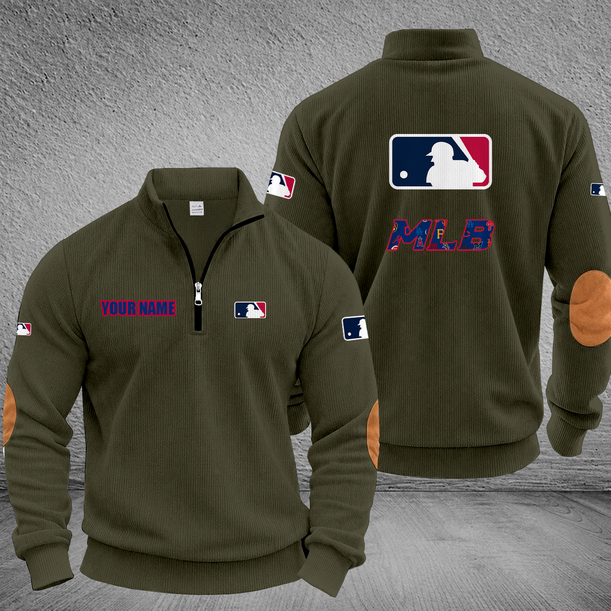 [FLASH SALE] NEW CUSTOMIZED MLB32 ALL TEAMS MULTICOLOR STRIPED QUATER ZIP SWEATSHIRT