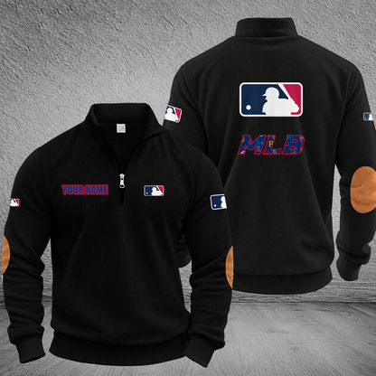 [FLASH SALE] NEW CUSTOMIZED MLB32 ALL TEAMS MULTICOLOR STRIPED QUATER ZIP SWEATSHIRT