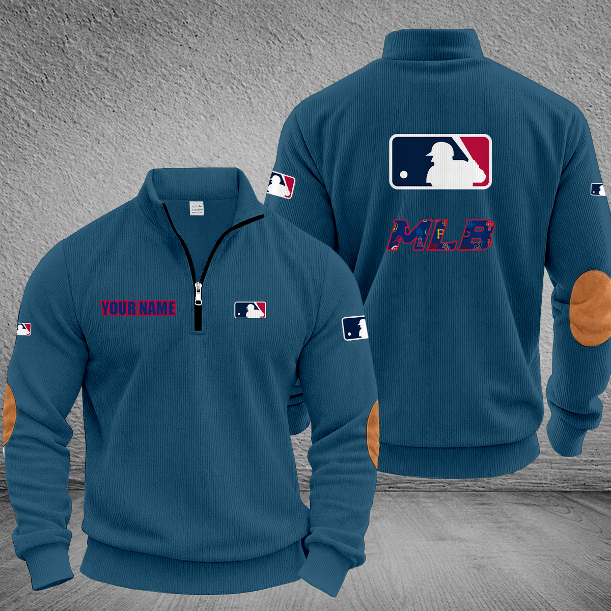 [FLASH SALE] NEW CUSTOMIZED MLB32 ALL TEAMS MULTICOLOR STRIPED QUATER ZIP SWEATSHIRT