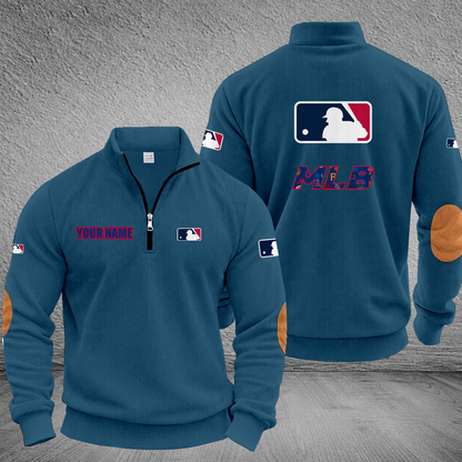[FLASH SALE] NEW CUSTOMIZED MLB32 ALL TEAMS MULTICOLOR STRIPED QUATER ZIP SWEATSHIRT