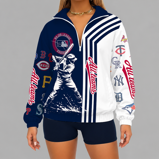 [FLASH SALE] NEW CUSTOMIZED MLB32 MLB ALL TEAMS V-NECK ZIPPER SWEATSHIRT JACKET